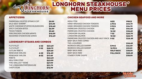 the longhorn restaurant menu|longhorn menu with prices.